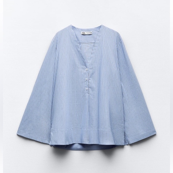 NWT Zara Striped Vent Poplin Blouse - Size Small - Picture 3 of 3